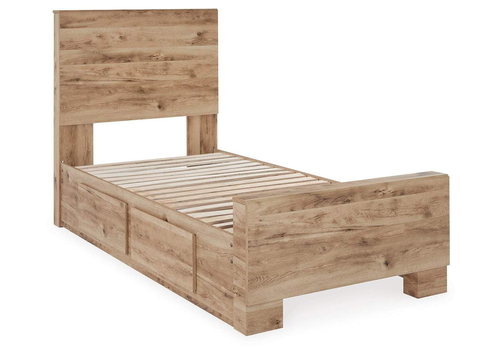 Hyanna Twin Panel Bed with Storage with Mirrored Dresser, Chest and 2 Nightstands