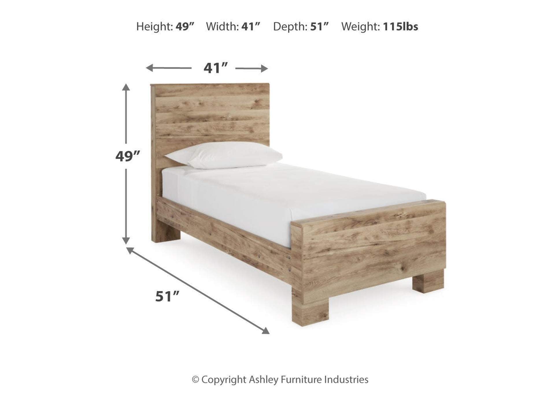 Hyanna Twin Panel Bed dimensions