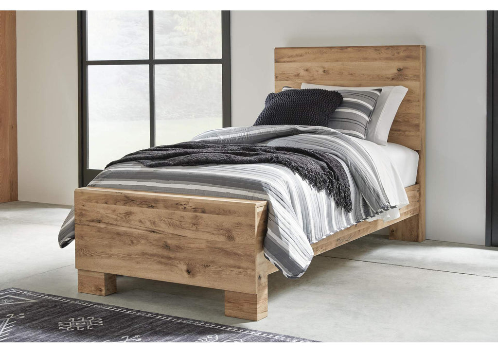 Hyanna Twin Panel Bed with Mirrored Dresser