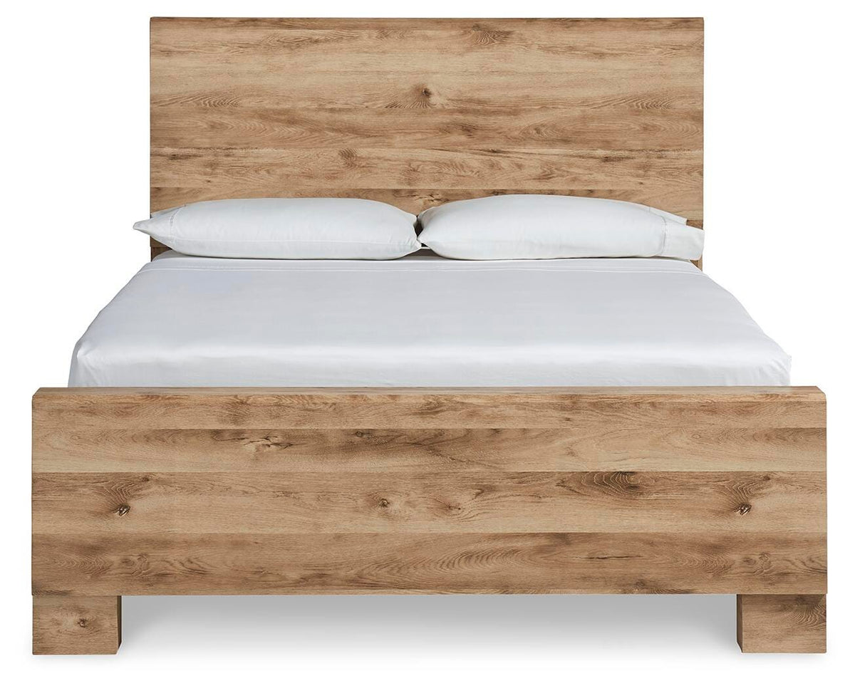 Hyanna Queen Panel Bed in Tan Brown, front view