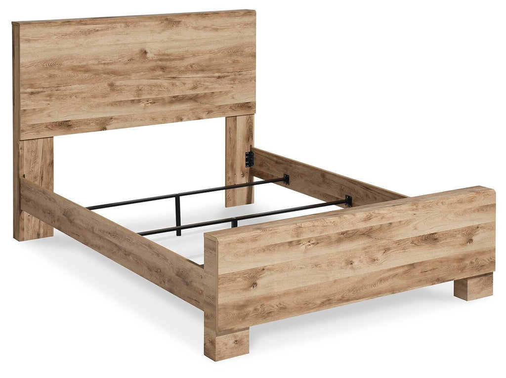 Hyanna Queen Panel Bed in Tan Brown, angle view