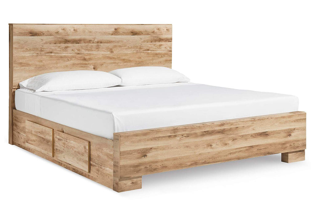 Hyanna King Panel Bed with 2 Side Storage side view