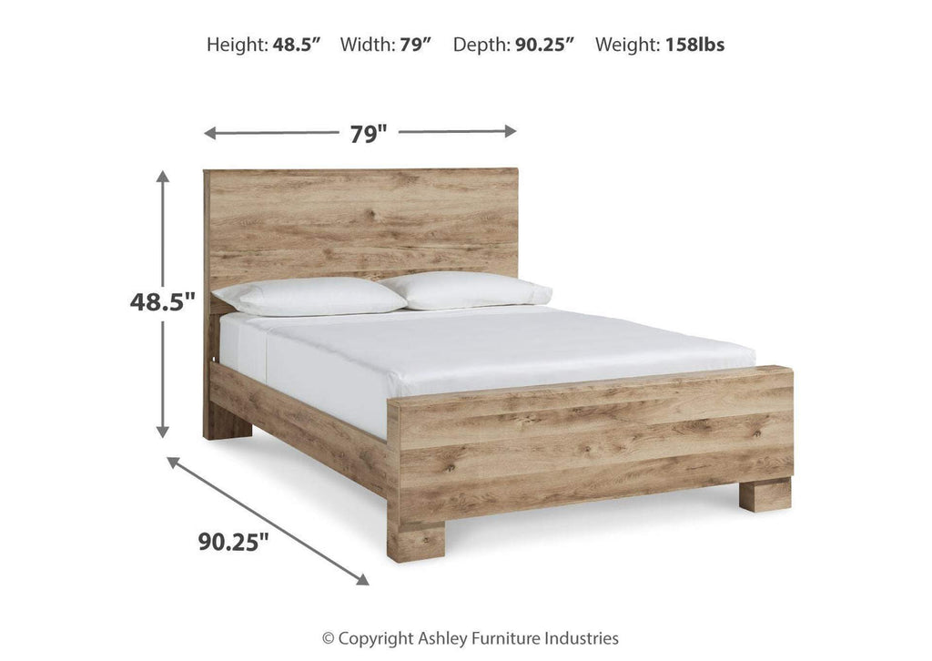 Hyanna King Panel Bed with Mirrored Dresser and 2 Nightstands dimensions