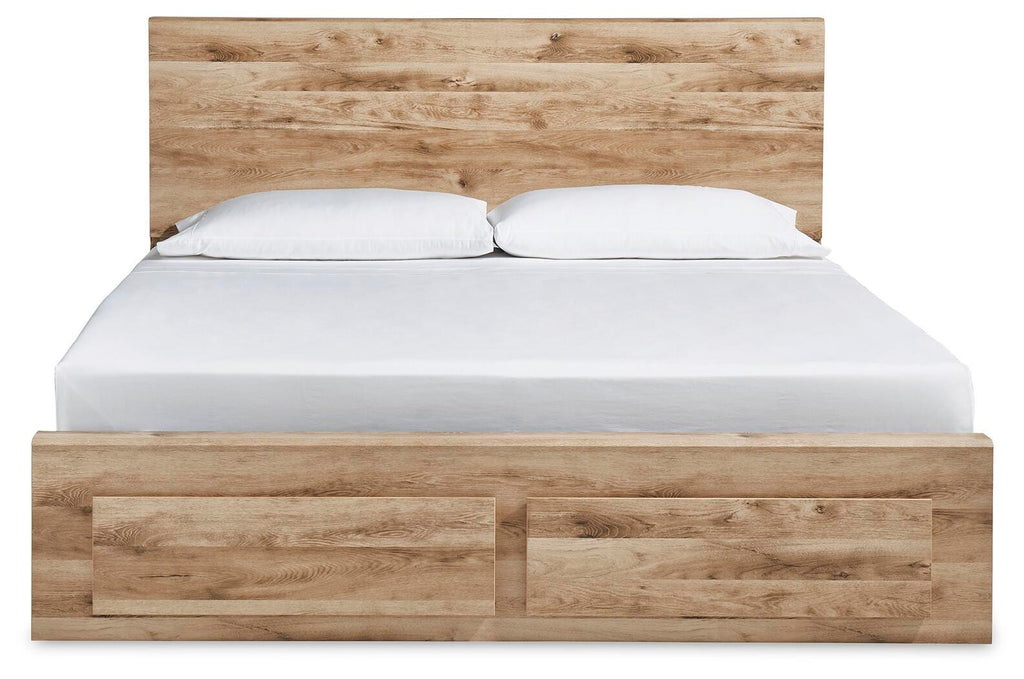 Hyanna Queen Panel Storage Bed in Tan Brown, front view