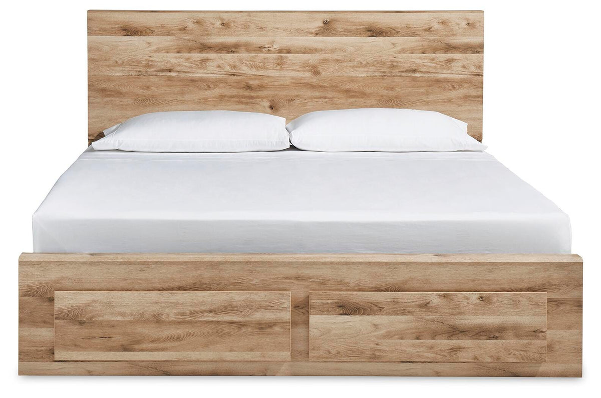 Hyanna Queen Panel Storage Bed in Tan Brown, front view