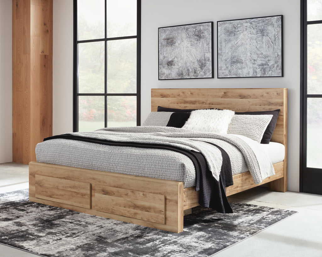Hyanna Queen Panel Storage Bed in Tan Brown, alternate view 3