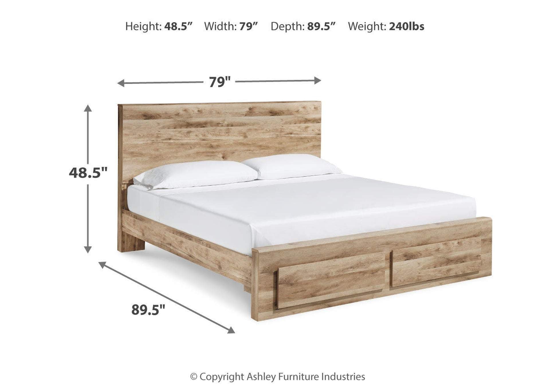 Hyanna King Panel Storage Bed with Mirrored Dresser, Chest and 2 Nightstands dimensions
