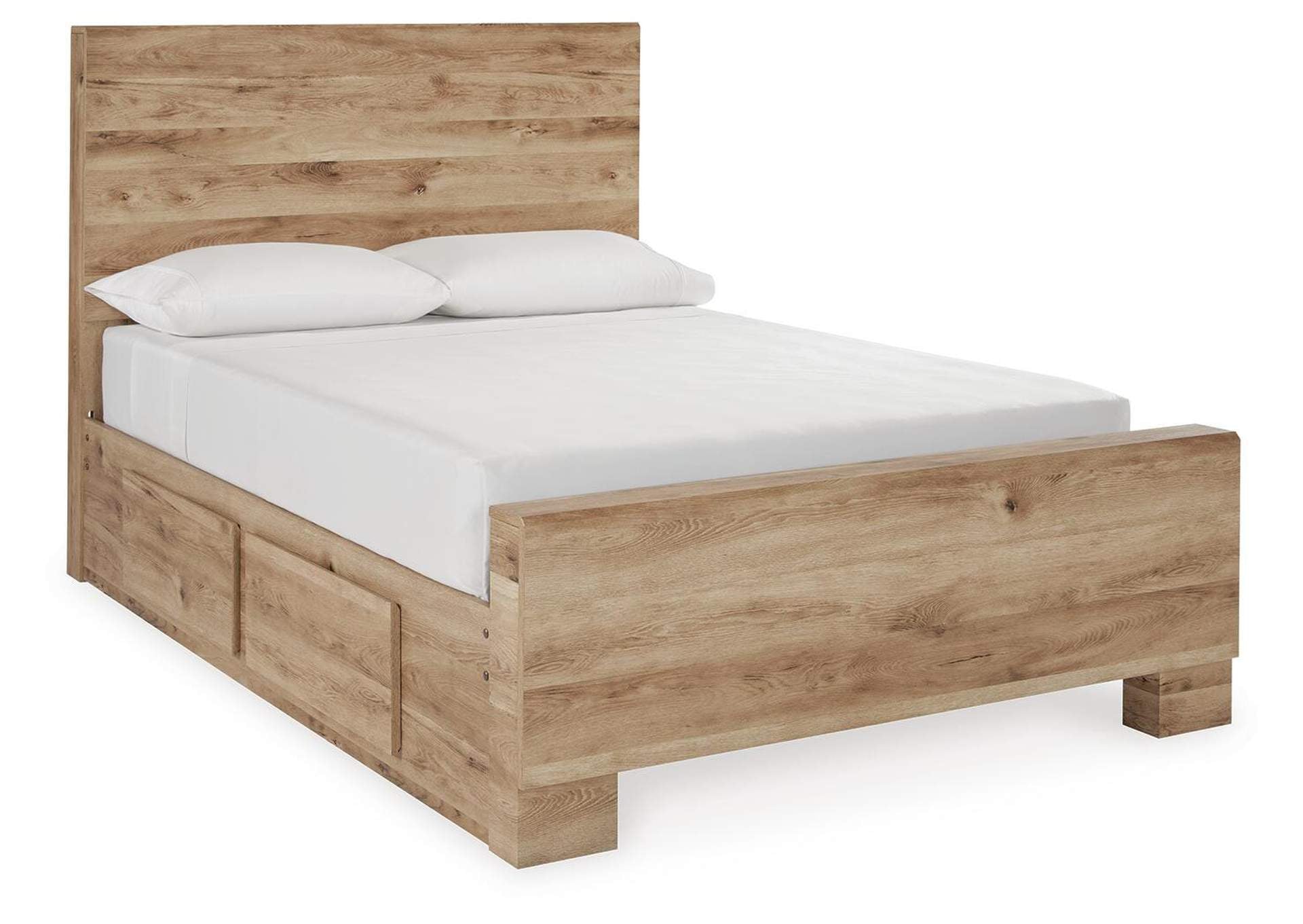 Hyanna Full Panel Bed with Storage with Mirrored Dresser angled view