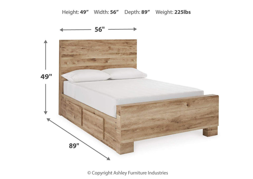 Hyanna Full Panel Bed with Storage with Mirrored Dresser, Chest and 2 Nightstands dimensions