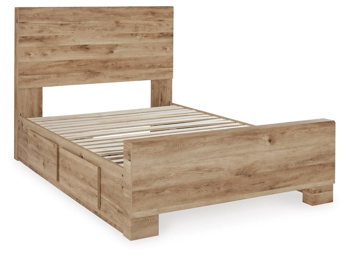 Hyanna Full Panel Bed with 2 Side Storage in Tan Brown, alternate view 3