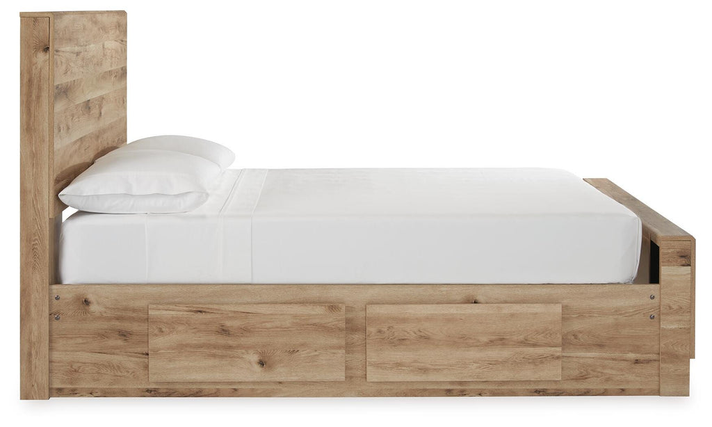 Hyanna Full Panel Bed with 2 Side Storage in Tan Brown, side view