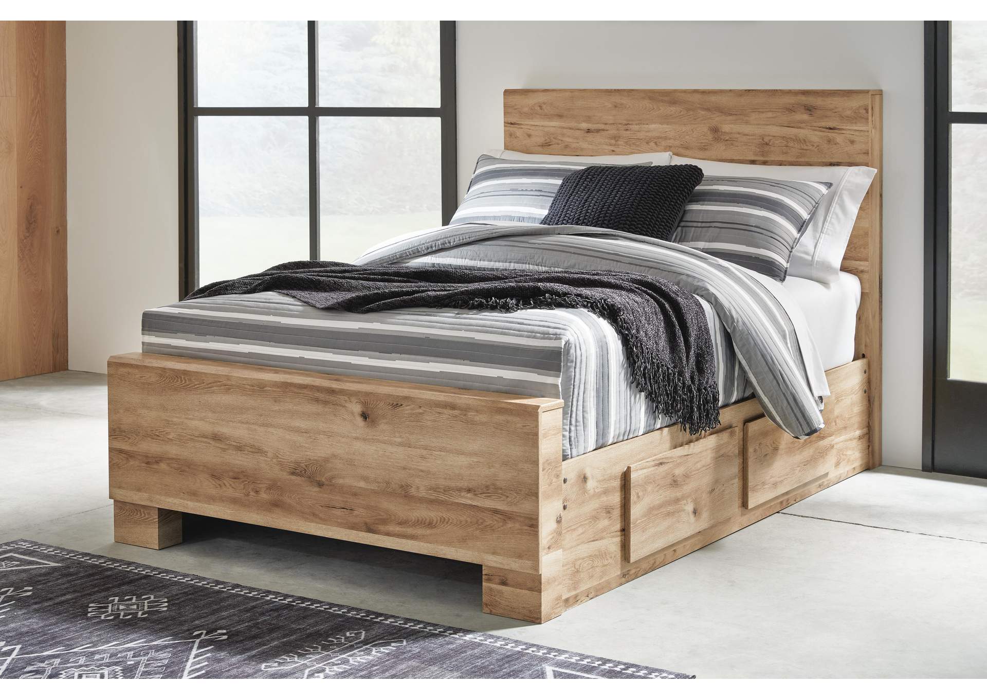 Hyanna Full Panel Bed with 1 Side Storage side view