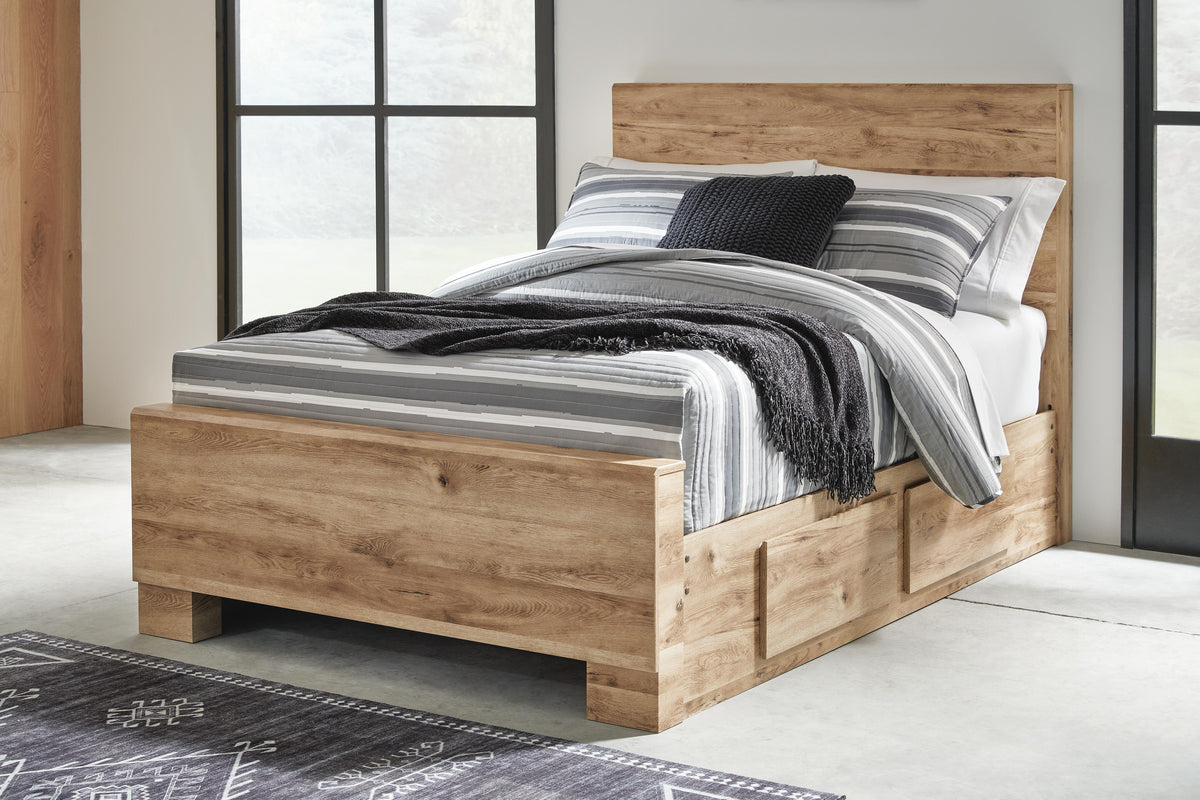 Hyanna Full Panel Bed with 2 Side Storage in Tan Brown, alternate view 2