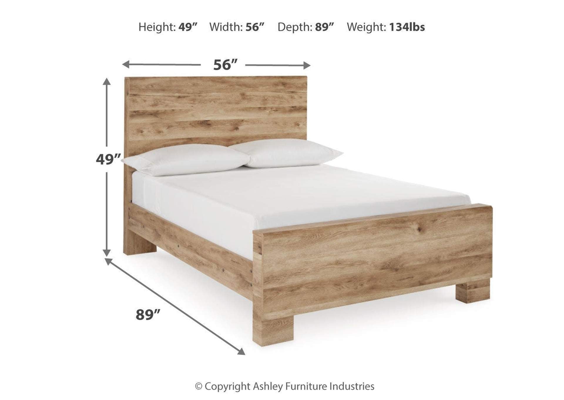 Hyanna Full Panel Bed with Mirrored Dresser and 2 Nightstands dimensions