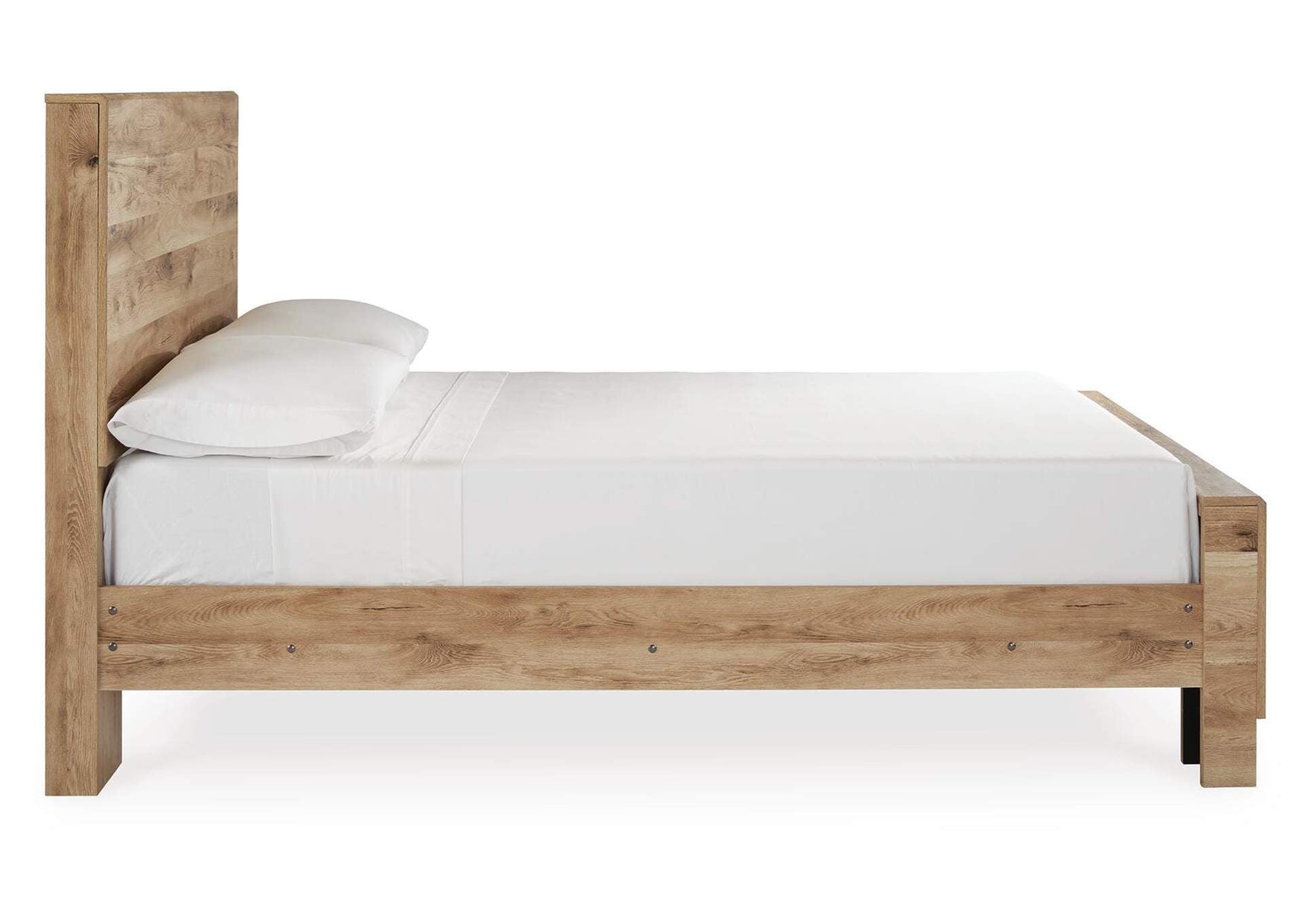 Hyanna Full Panel Bed with Mirrored Dresser, Chest and Nightstand side view