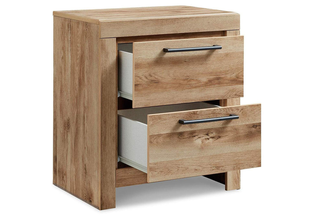 Hyanna Twin Panel Headboard with Mirrored Dresser, Chest and Nightstand angled view
