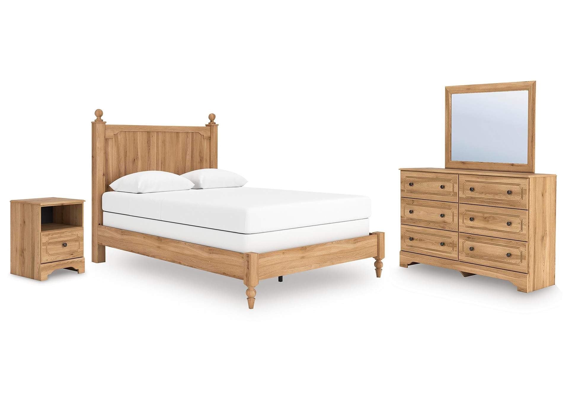 Galletyn Queen Panel Bed with Mirrored Dresser and Nightstand