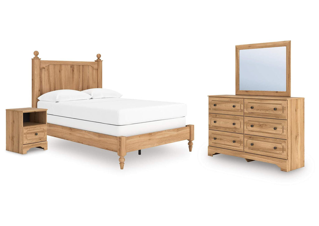 Galletyn Full Panel Bed with Mirrored Dresser and Nightstand