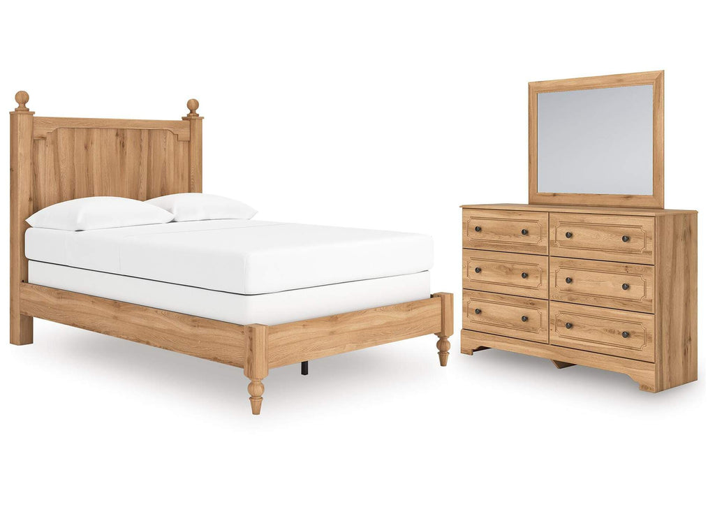 Galletyn Full Panel Bed with Mirrored Dresser
