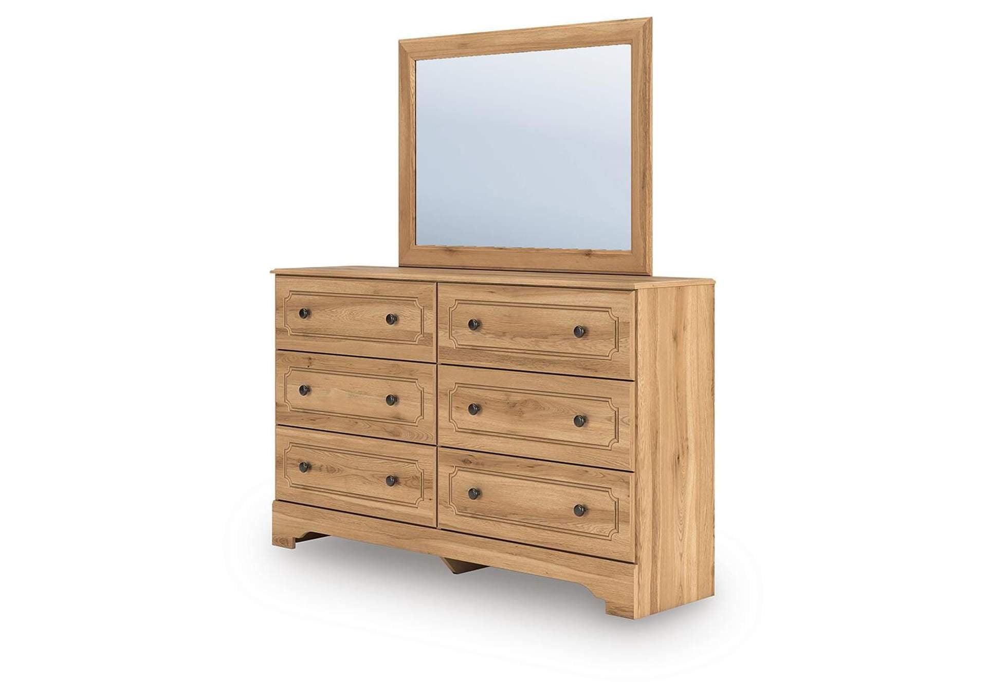 Galletyn Full Panel Bed with Mirrored Dresser angled view