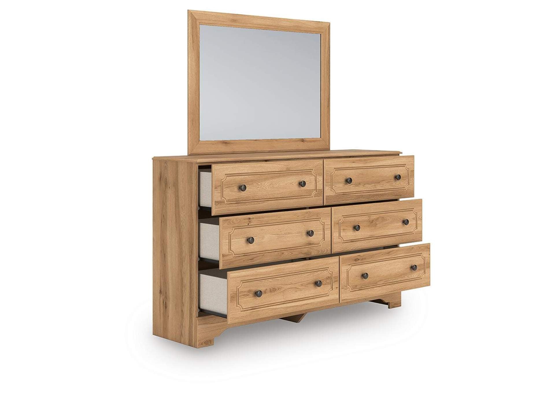 Galletyn Queen Panel Bed with Mirrored Dresser and Nightstand angled view