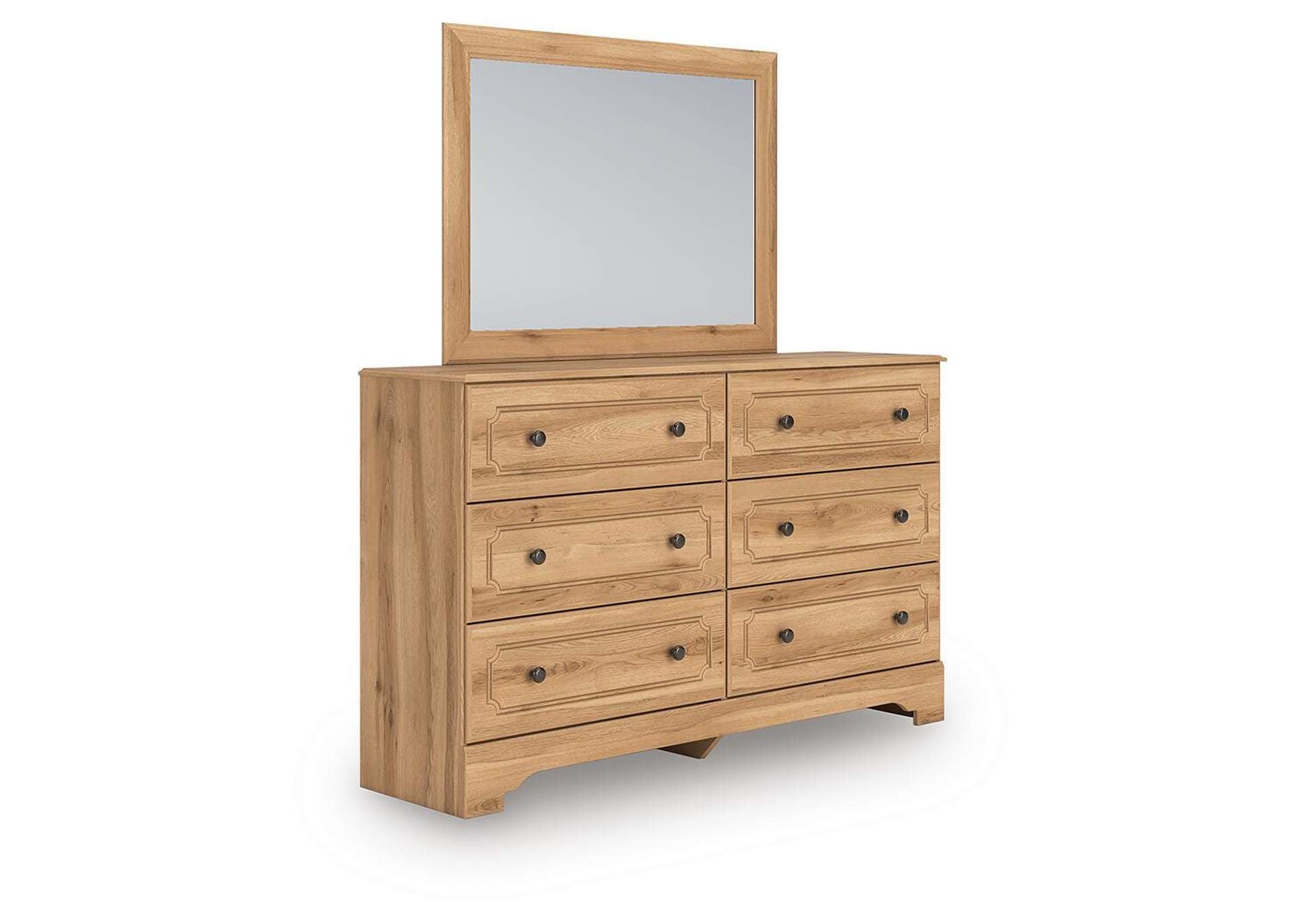 Galletyn Queen Panel Bed with Mirrored Dresser and Nightstand angled view
