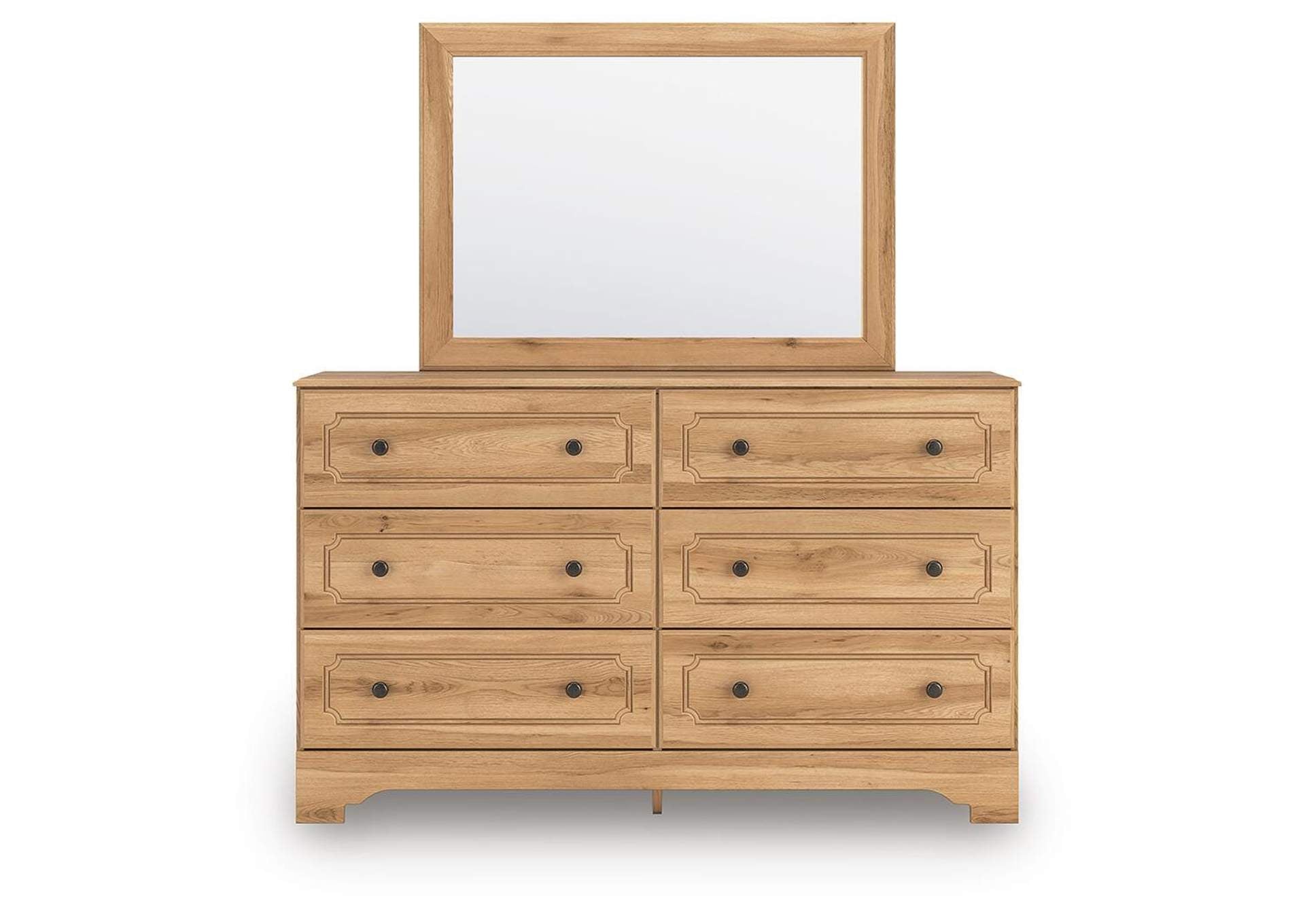 Galletyn Twin Panel Bed with Mirrored Dresser front view