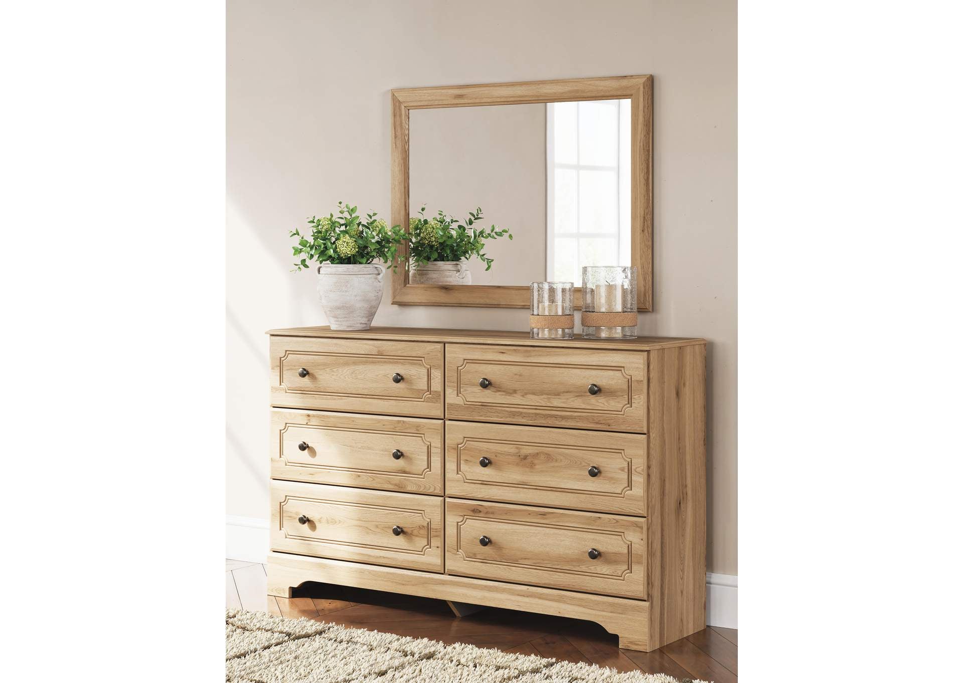Galletyn Twin Panel Bed with Mirrored Dresser