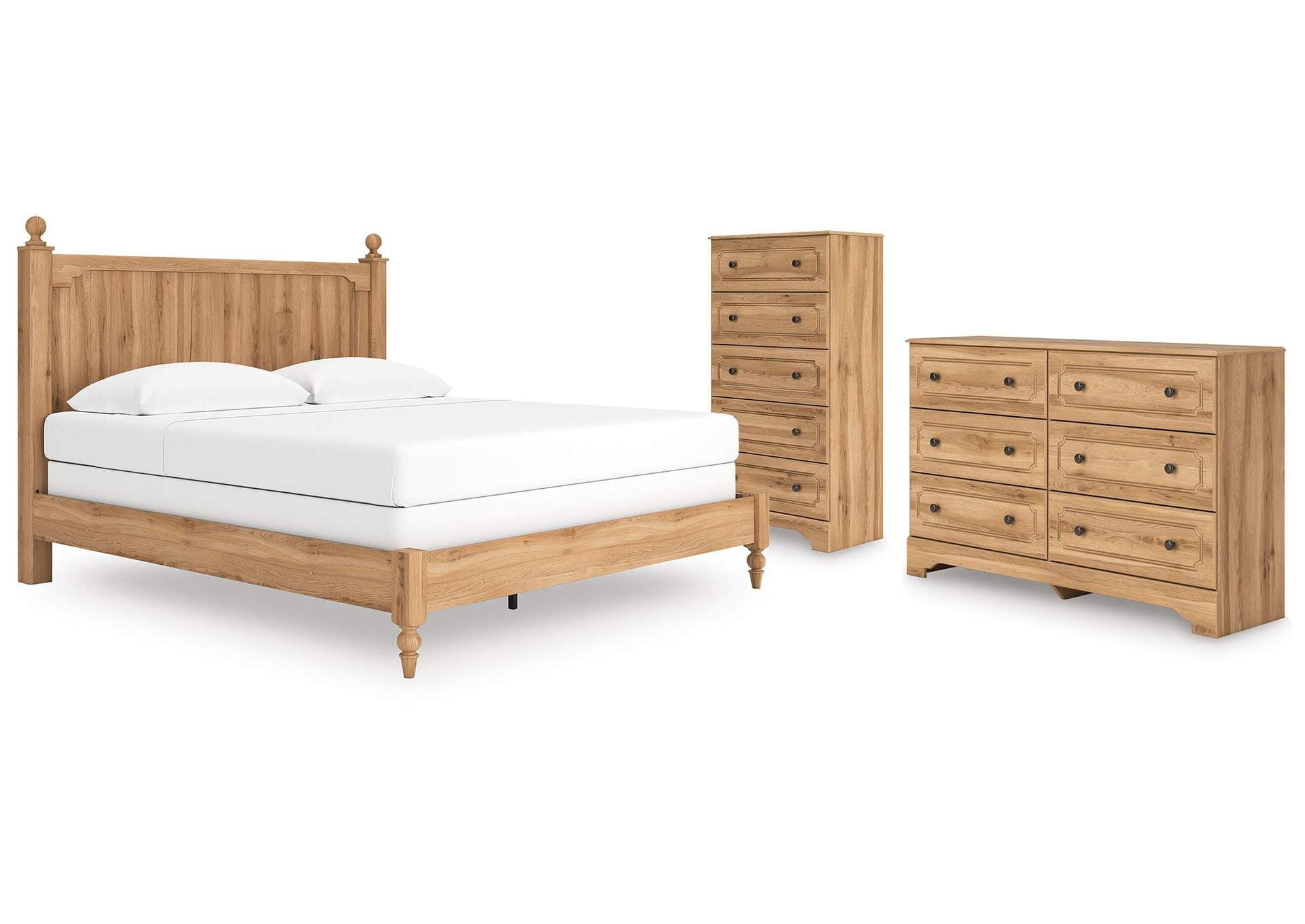 Galletyn King Panel Bed with Dresser and Chest