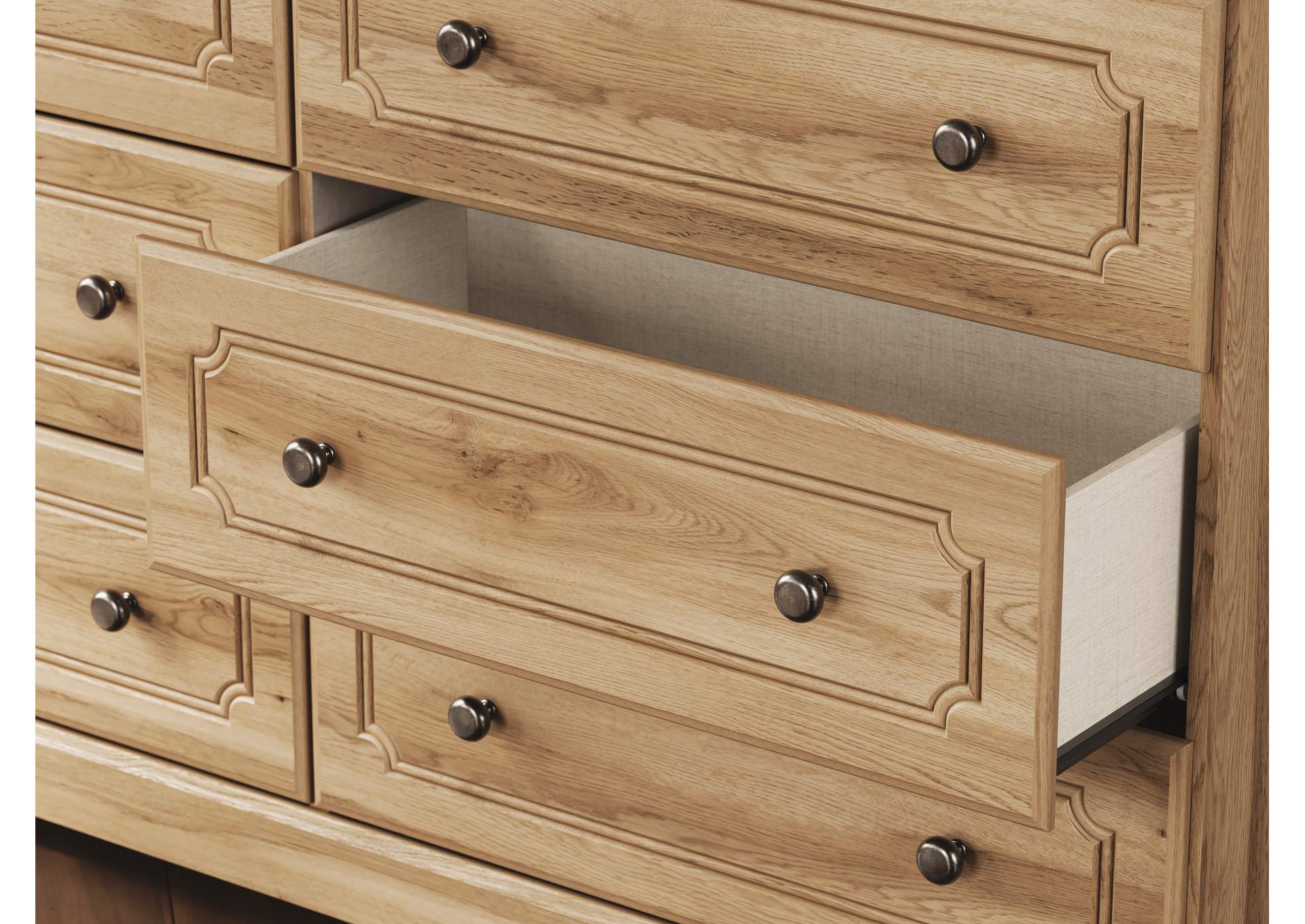 Galletyn King Panel Bed with Dresser detail