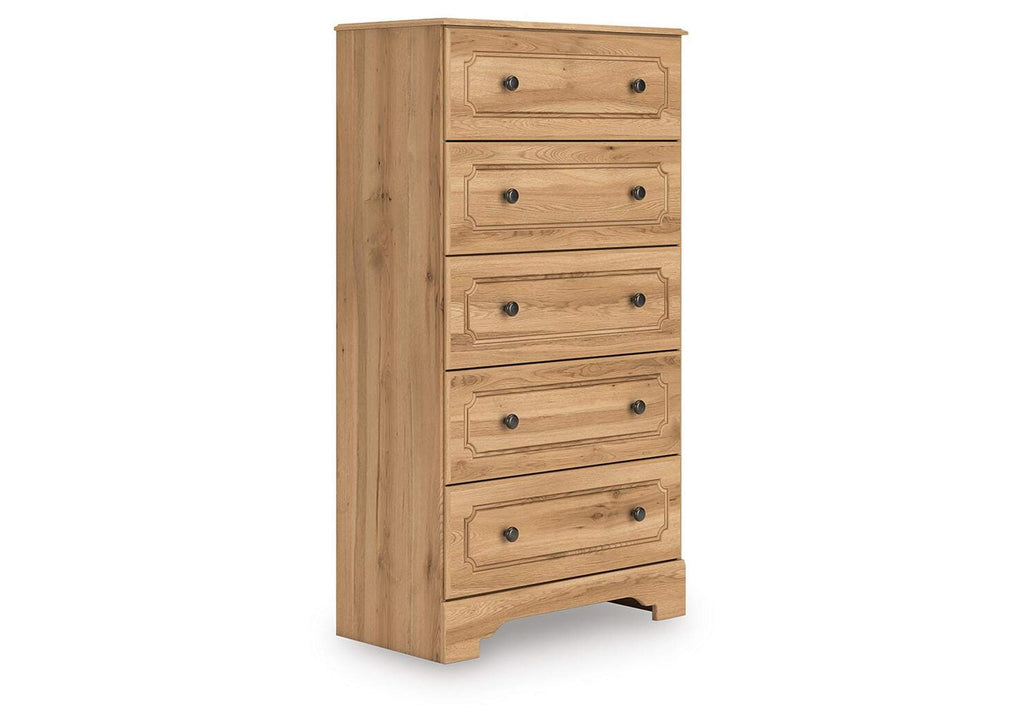 Galletyn Full Panel Bed with Chest and Nightstand angled view