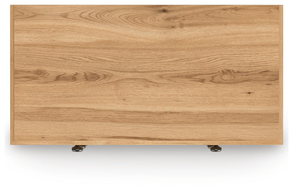 Aleaport Chest of Drawers in Warm Brown, top view