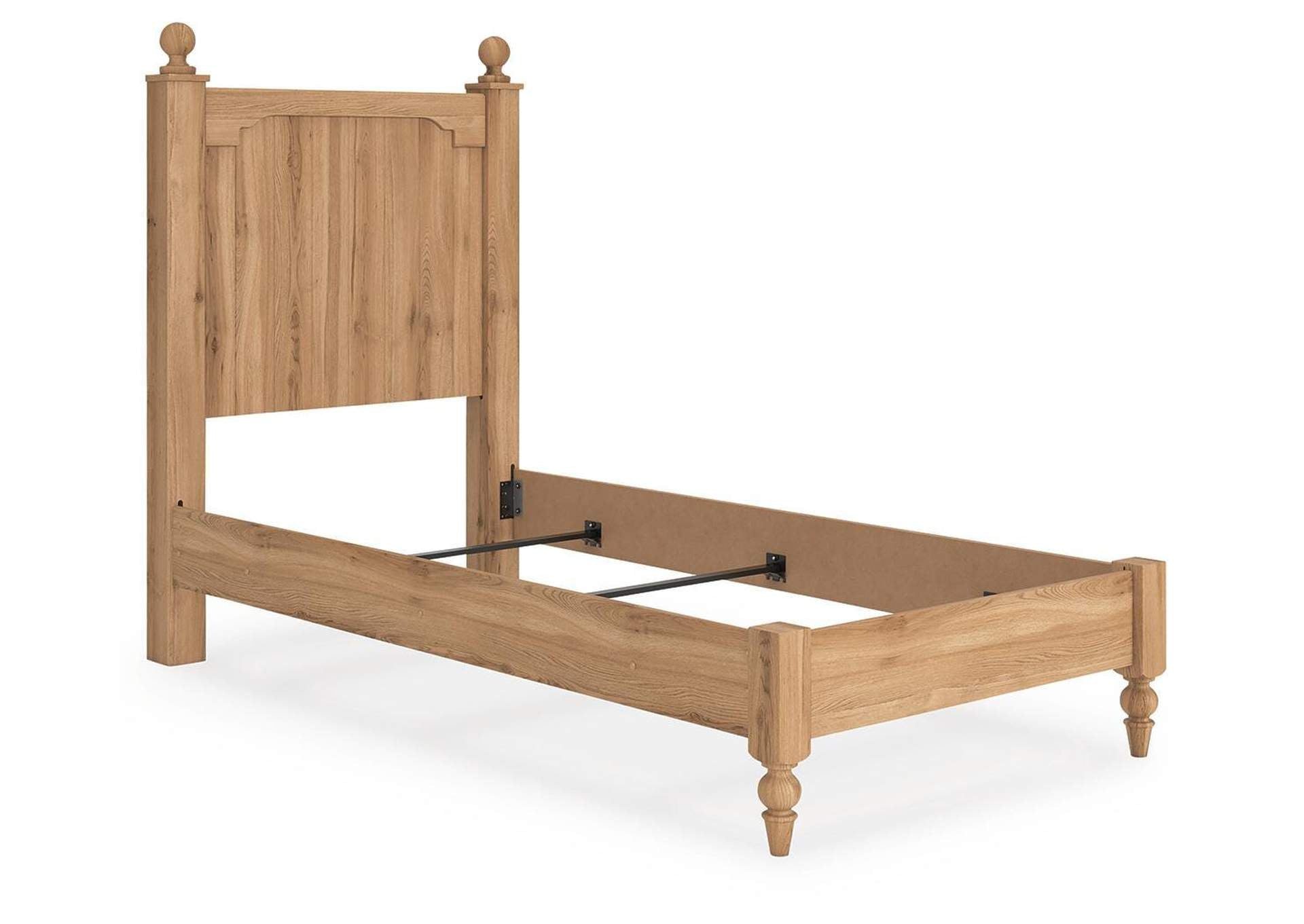 Galletyn Twin Panel Bed with Mirrored Dresser and Nightstand angled view