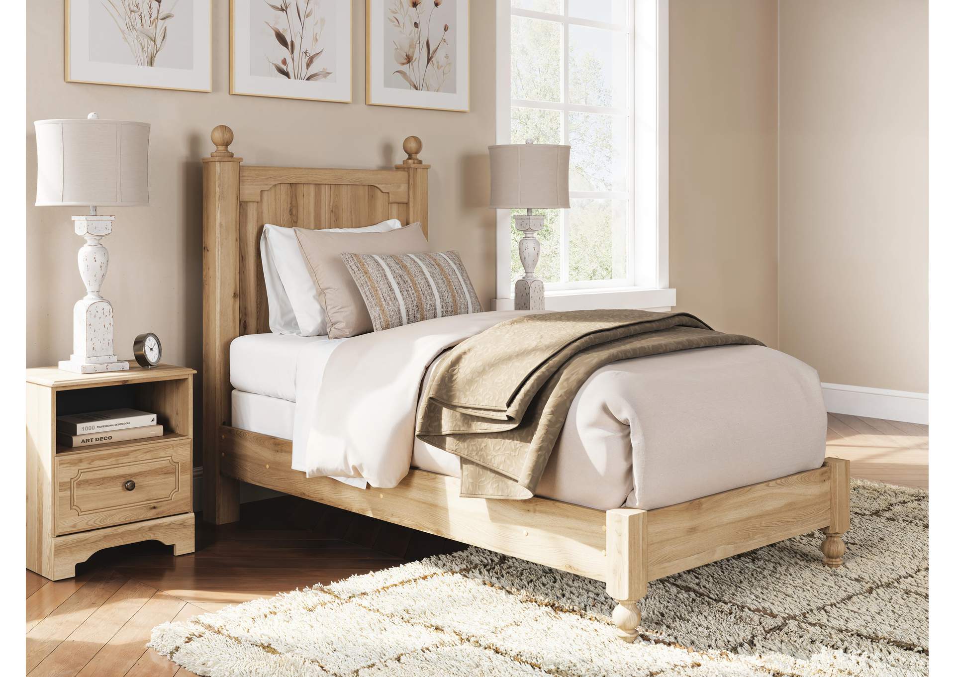 Galletyn Twin Panel Bed with Chest and Nightstand