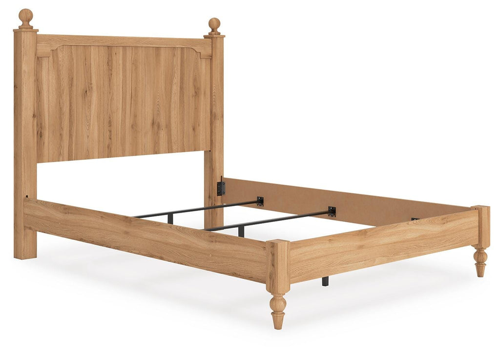 Aleaport Queen Panel Bed in Warm Brown, angle view