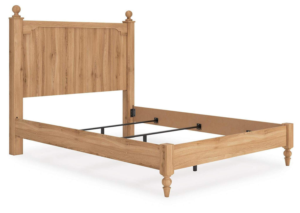 Galletyn Queen Panel Bed with Mirrored Dresser and Nightstand angled view