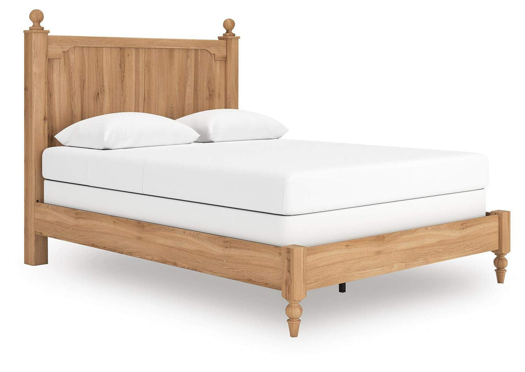 Galletyn Queen Panel Bed with Mirrored Dresser and Nightstand angled view