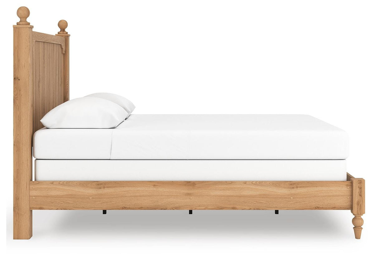 Aleaport Queen Panel Bed in Warm Brown, side view