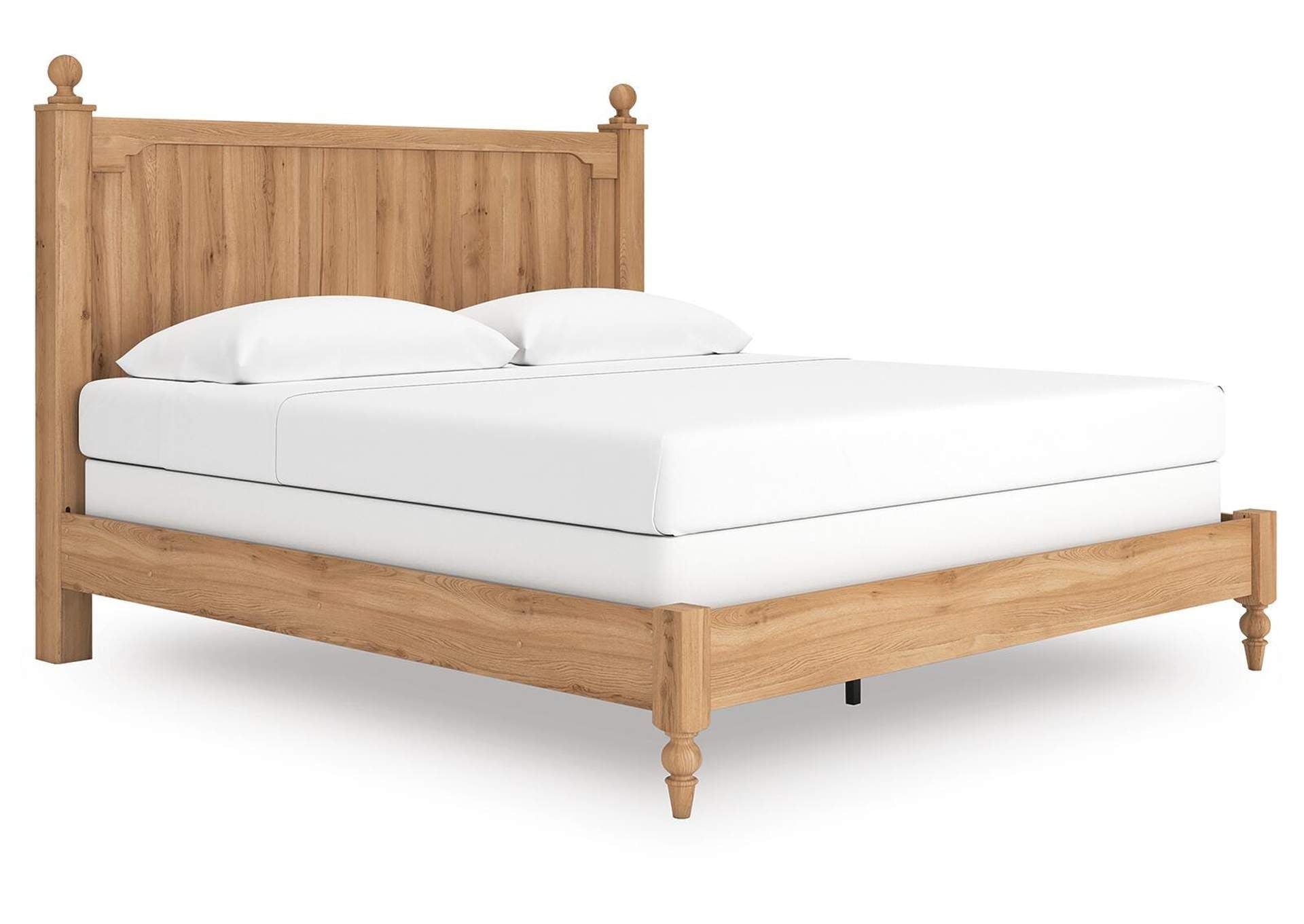 Galletyn King Panel Bed with Mirrored Dresser angled view