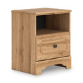 Aleaport Nightstand in Warm Brown, angle view