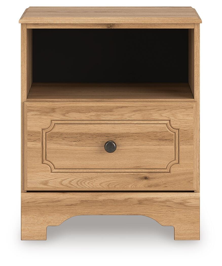 Aleaport Nightstand in Warm Brown, front view