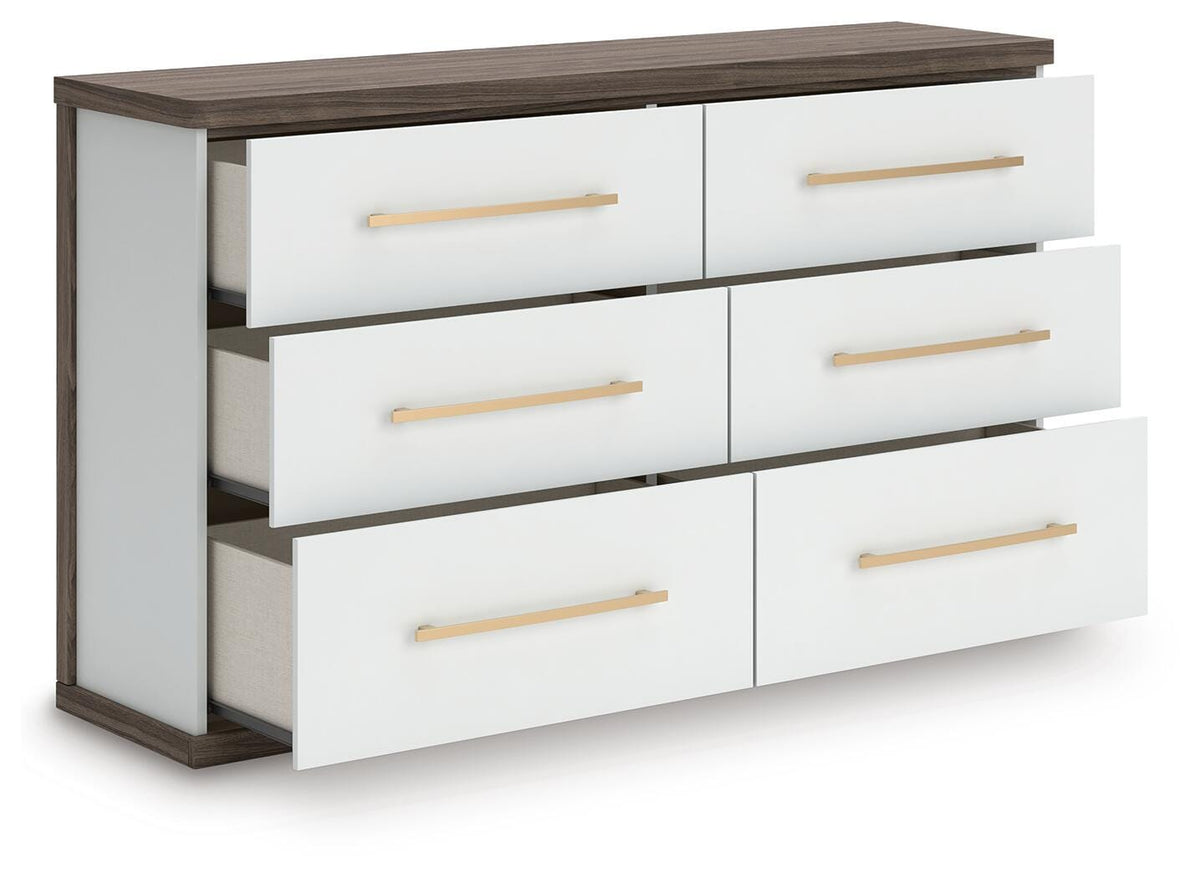 Kendanport Dresser in Brown/White, open view