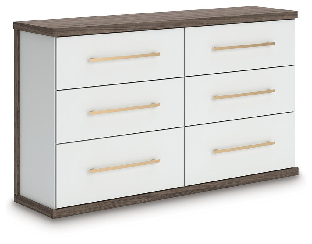 Kendanport Dresser in Brown/White, angle view
