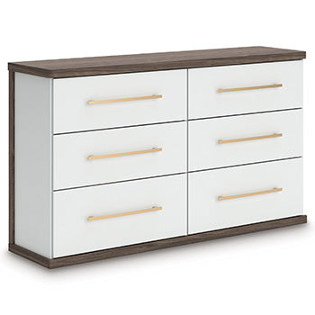 Kendanport Dresser in Brown/White, angle view