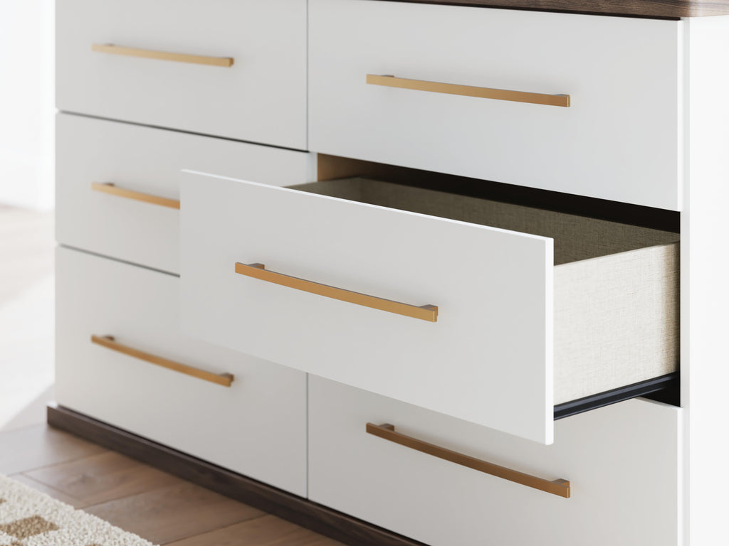 Kendanport Dresser in Brown/White, detail view