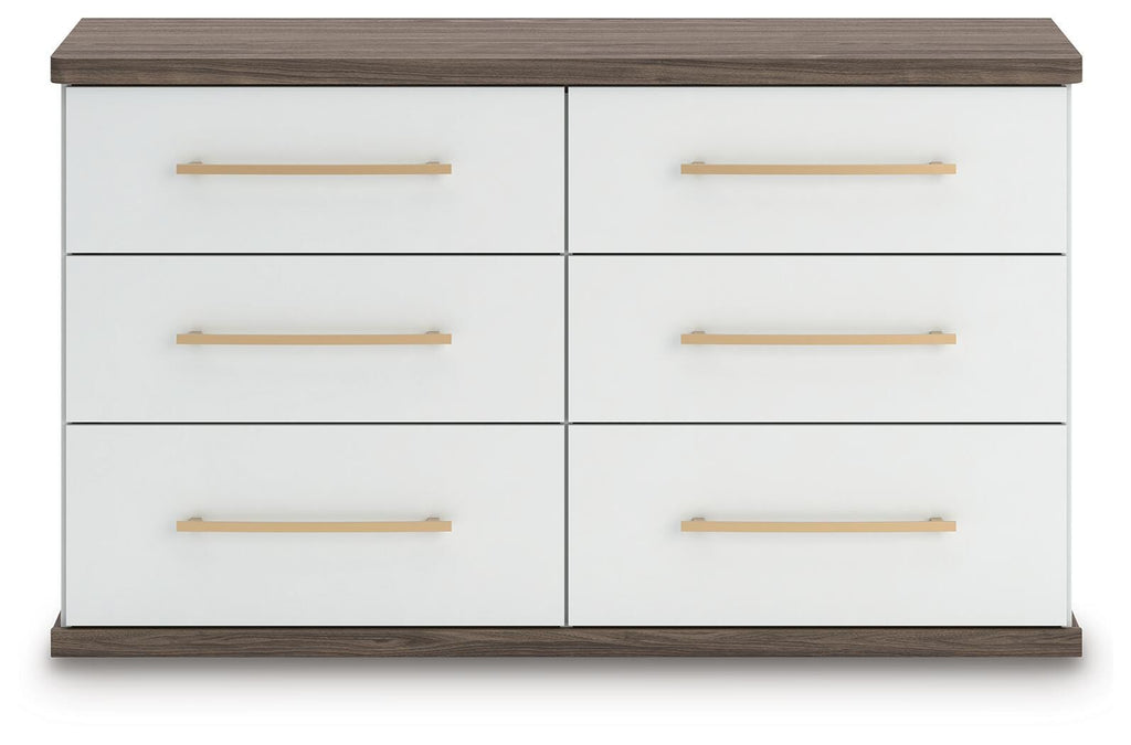 Kendanport Dresser in Brown/White, front view