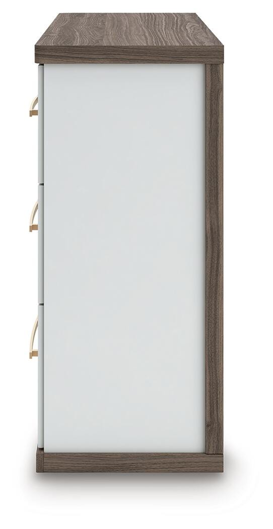 Kendanport Dresser in Brown/White, alternate side view