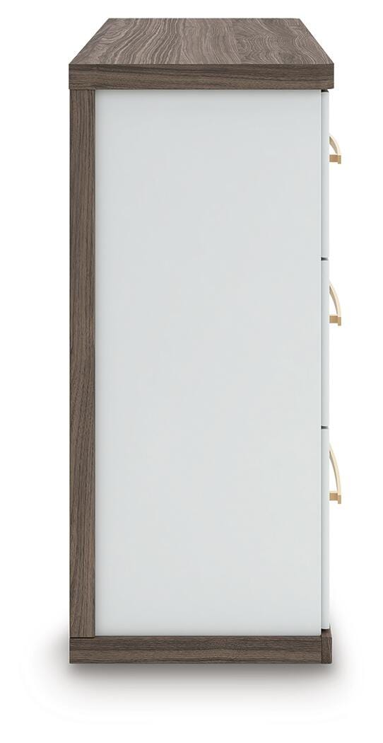 Kendanport Dresser in Brown/White, side view