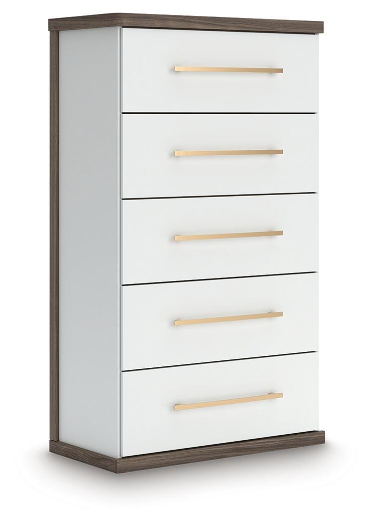 Kendanport Chest of Drawers in Brown/White, angle view