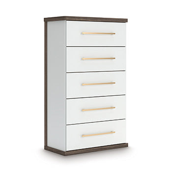 Kendanport Chest of Drawers in Brown/White, angle view